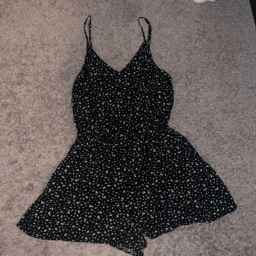 H&M Romper Black With White Flowers